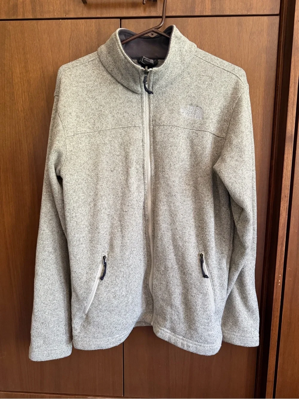 The North Face Light Heather Gray Full-Zip Fleece Jacket